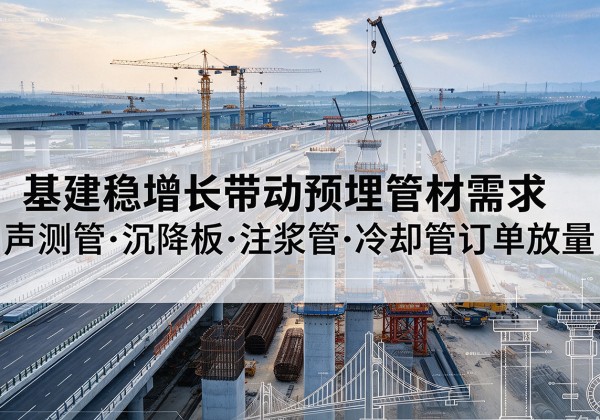 鄂州基建稳增长带动预埋监测管材需求，声测管、沉降板、注浆管订单持续放量